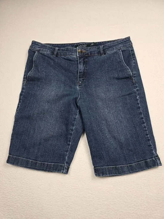 Lauren Ralph Lauren Womens Denim Bermuda Shorts Size 8 - Picture 1 of 6